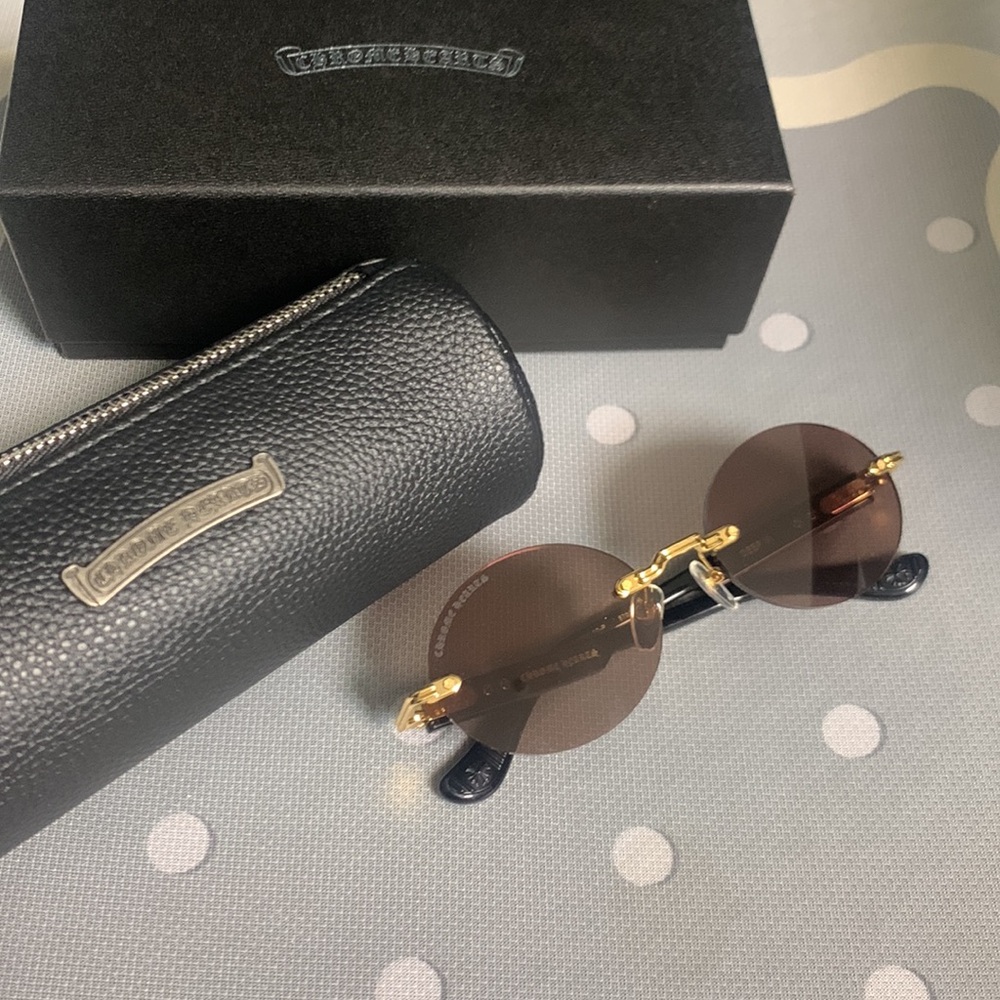Chrome Hearts DEEP III Sunglasses Gold And Black